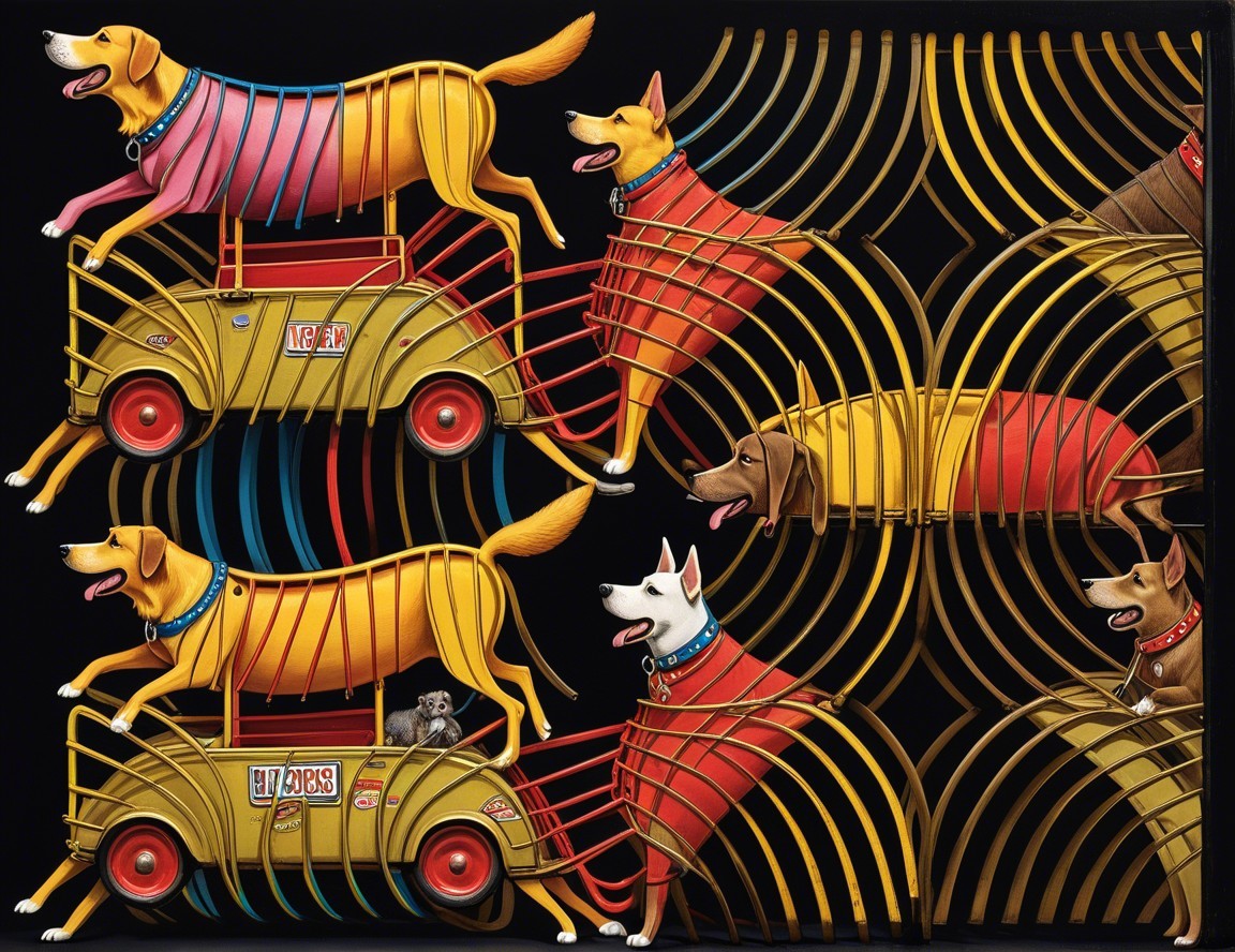 Whimsical Illustrations of Colorful Dogs in Cars