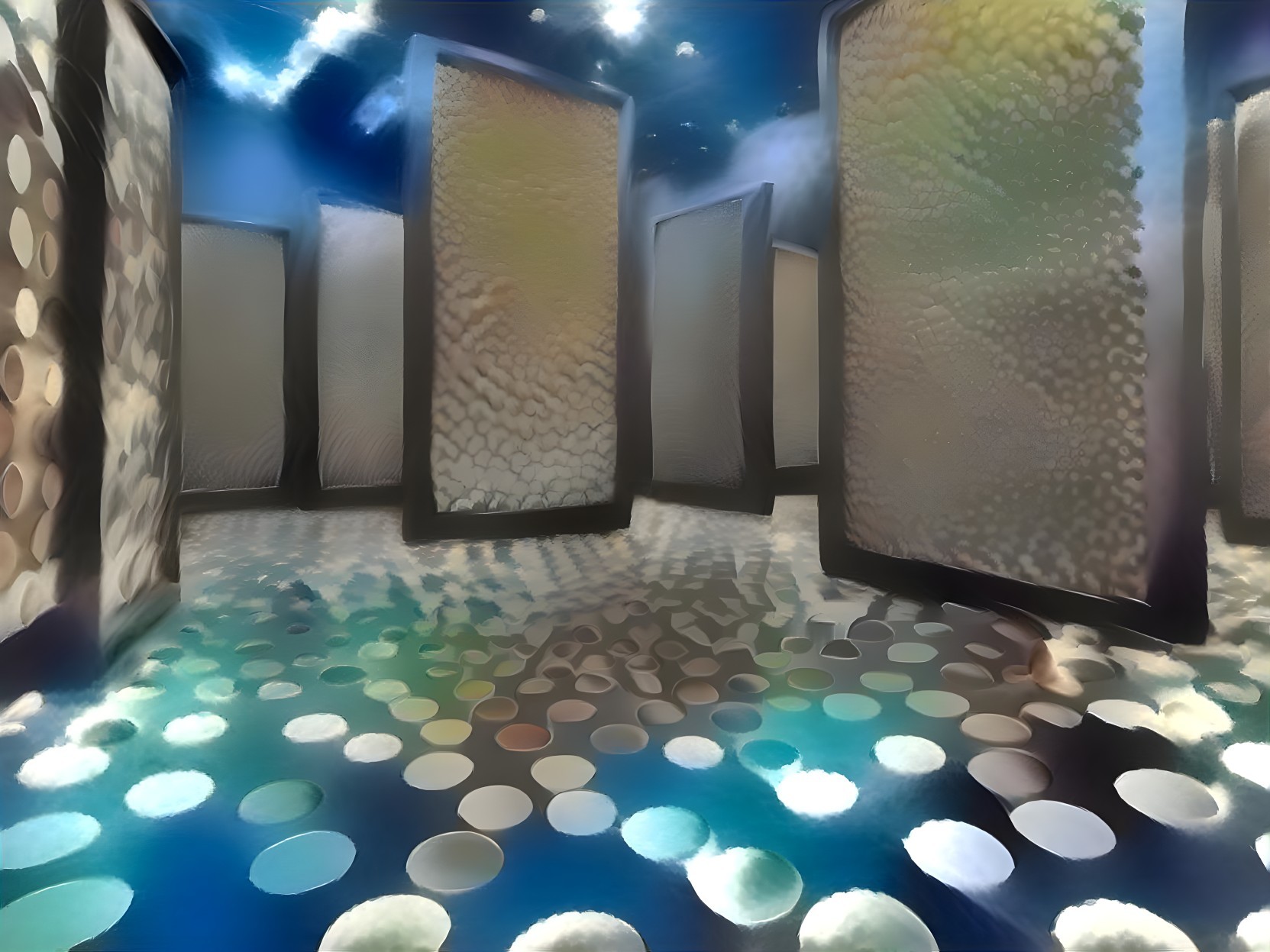Abstract Space with Translucent Vertical Panels