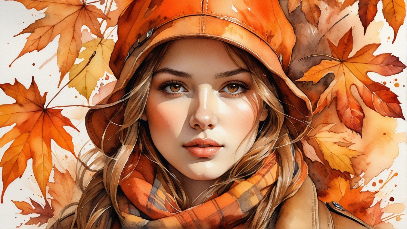 Portrait of a Young Woman in Autumn Colors