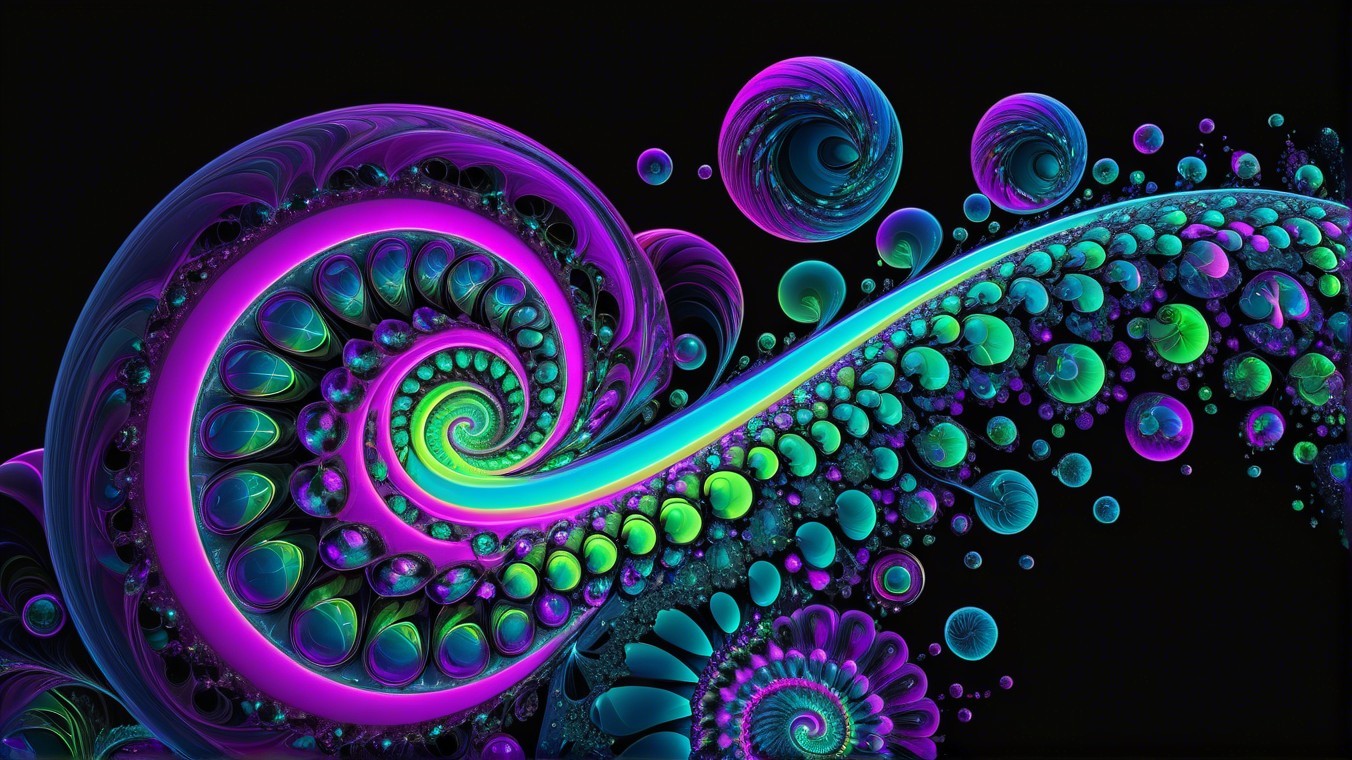 Vibrant Abstract Composition with Swirling Patterns