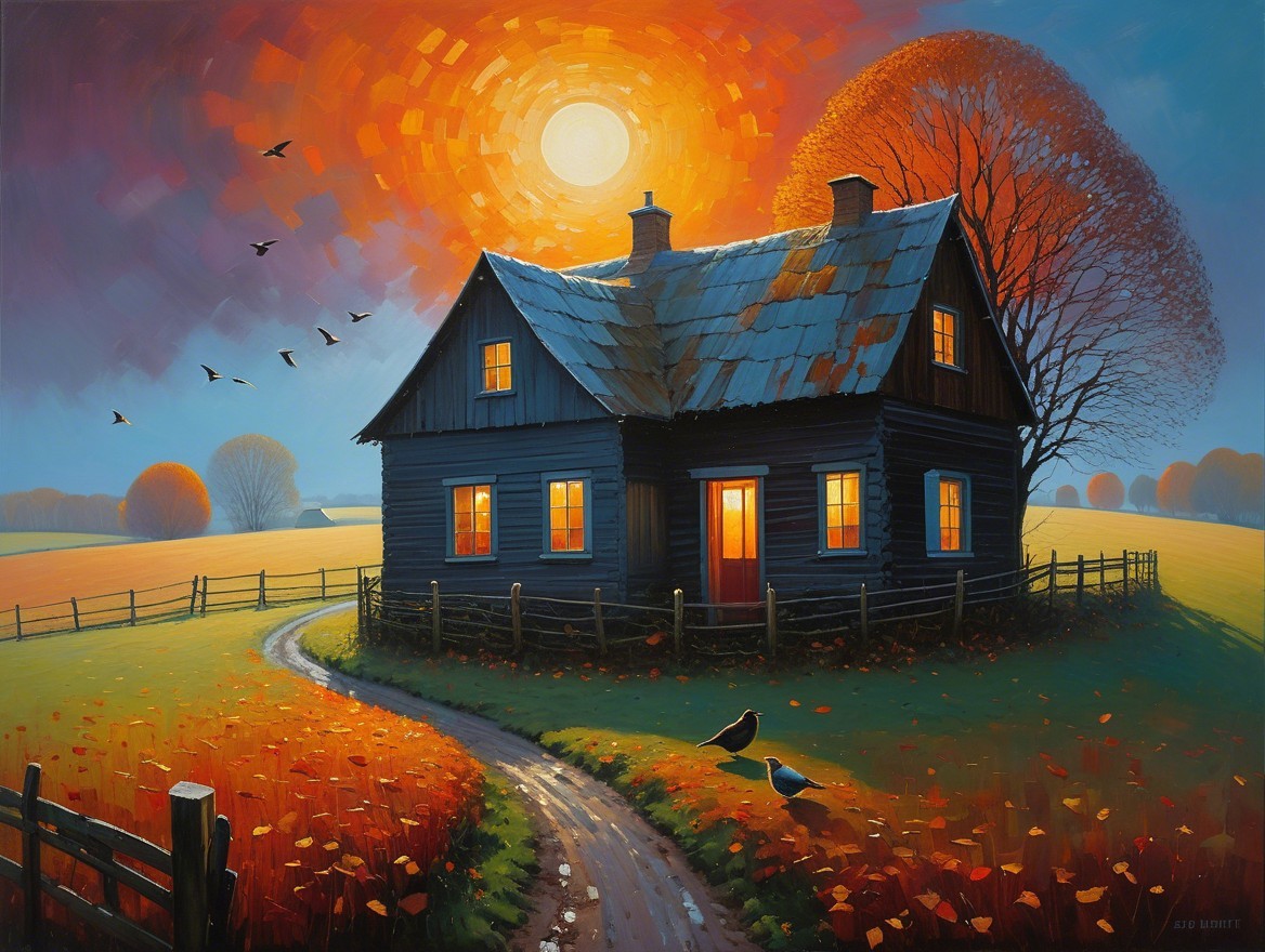 Black Wooden House Surrounded by Autumn Foliage