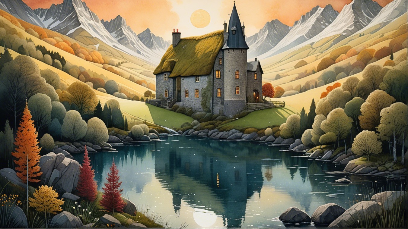 Charming Stone House in a Tranquil Autumn Landscape