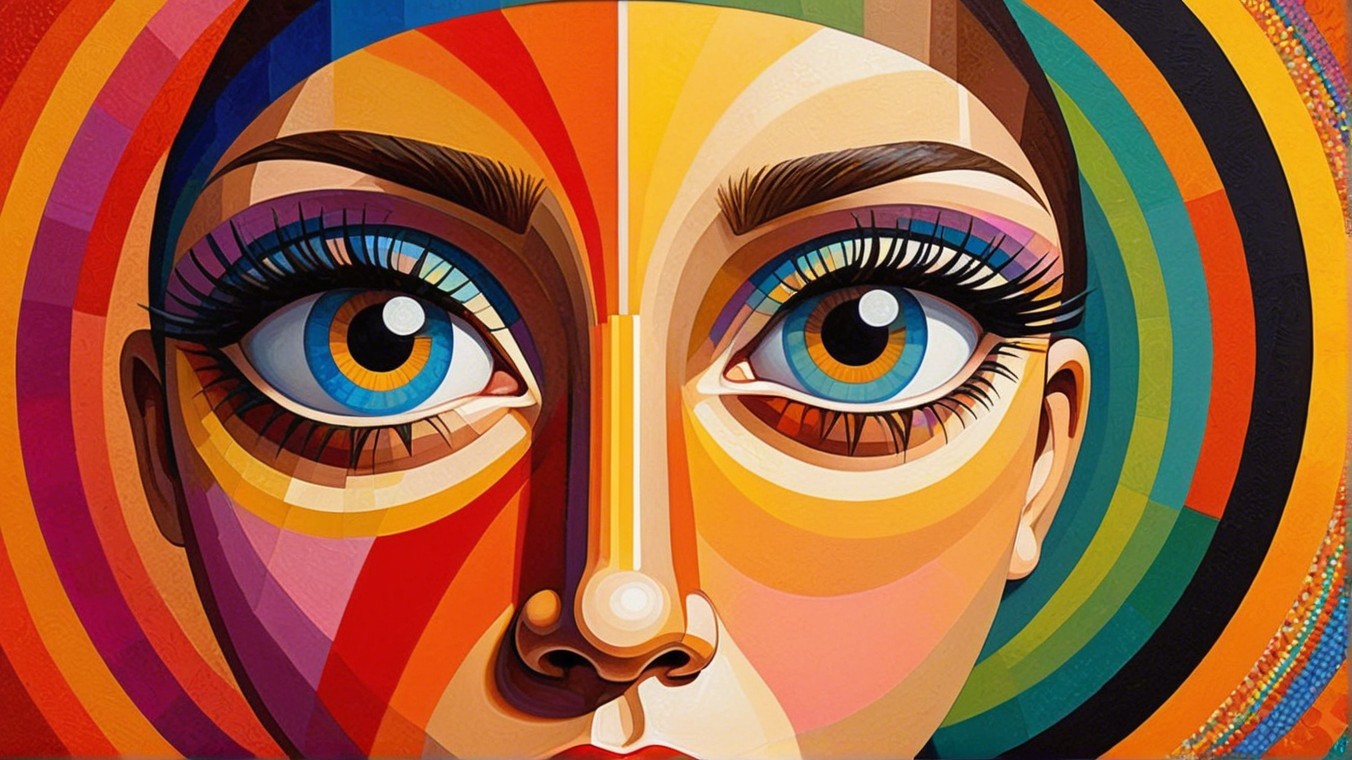 Vibrant Stylized Portrait of a Woman's Face