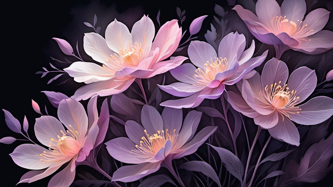 Pastel Flower Arrangement on Dark Background