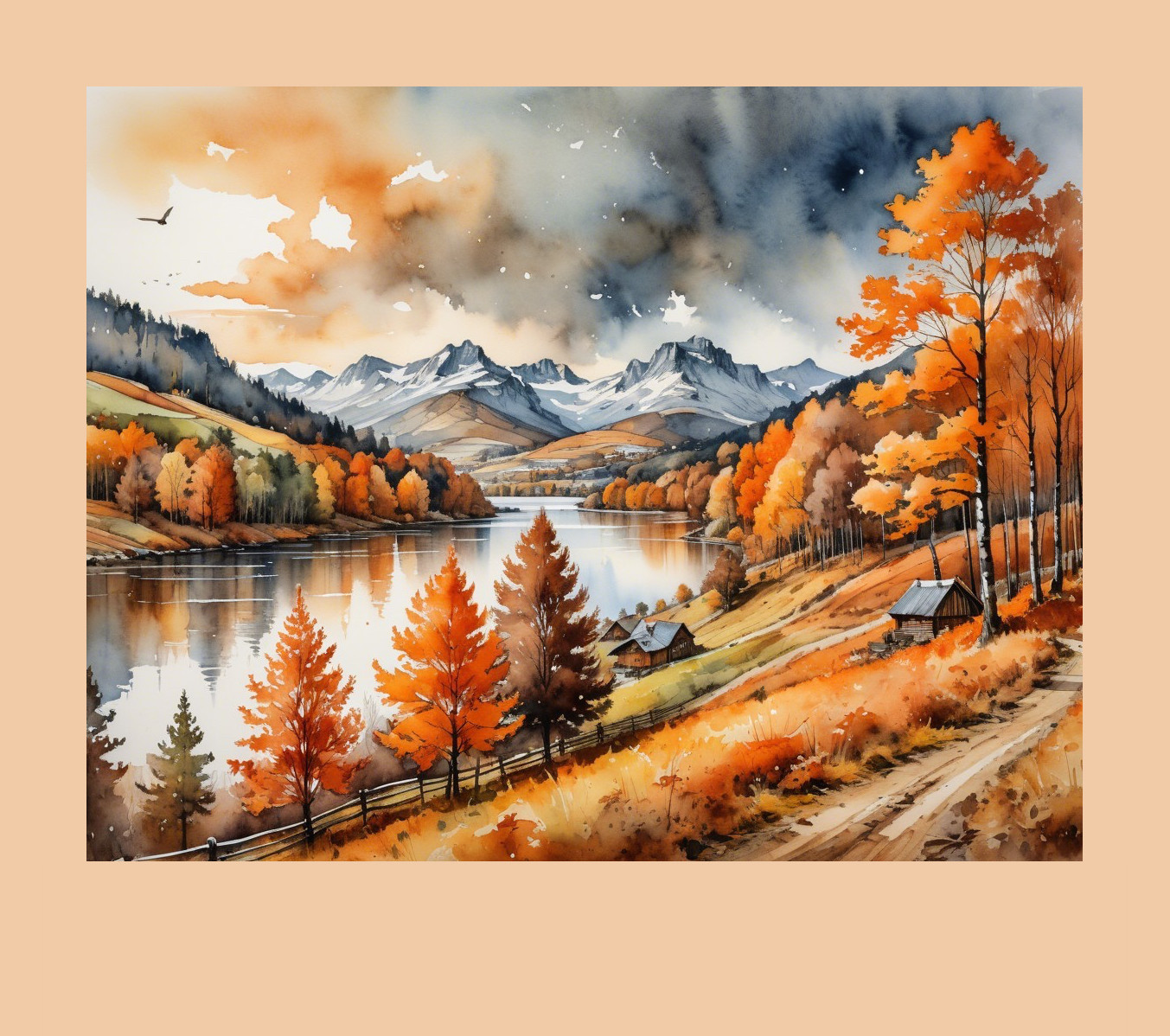 Autumn Landscape with Colorful Foliage and River