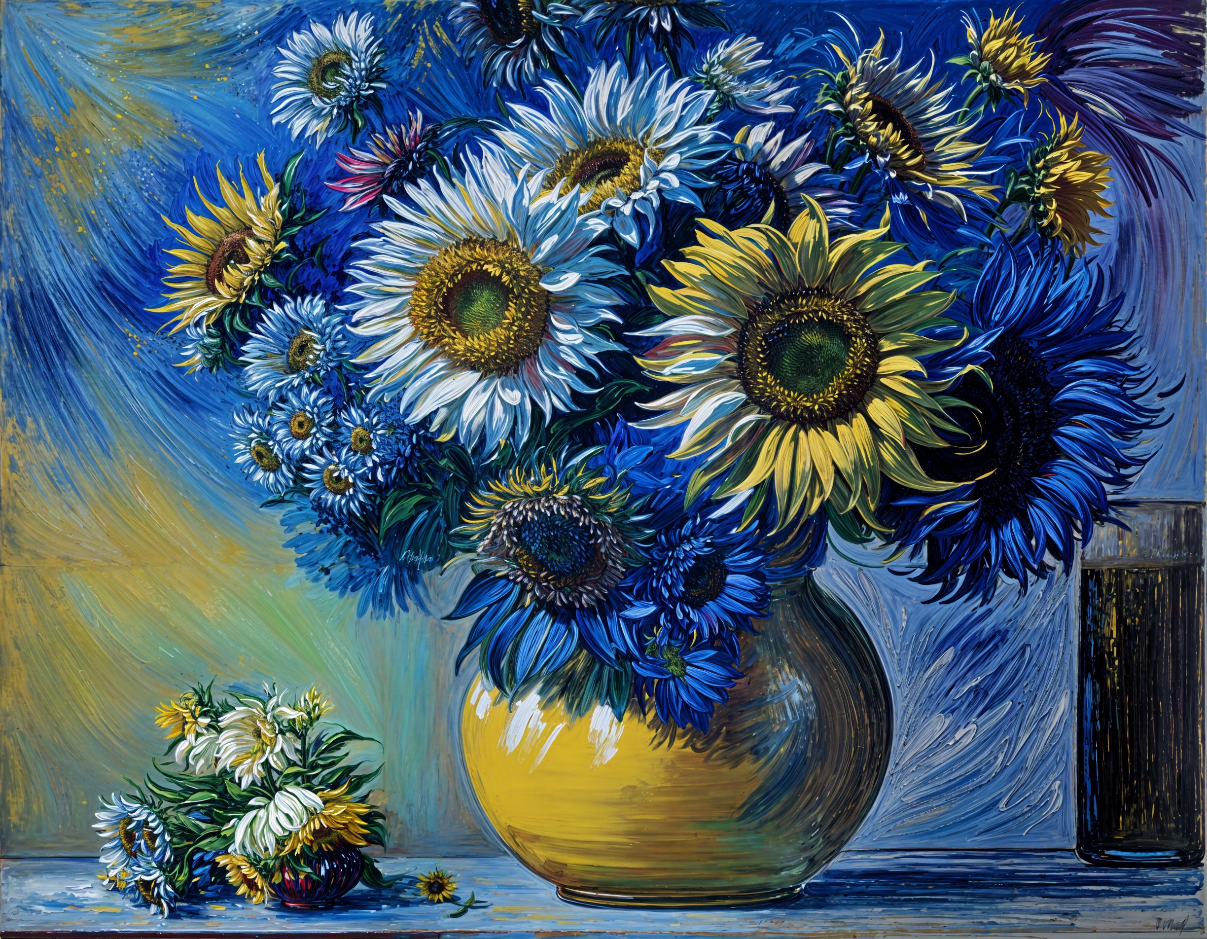 Vibrant Still Life with Sunflowers and Daisies