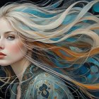 Serene Woman Profile with Flowers and Nature Background