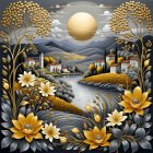 Sunrise over a vibrant wildflower-filled meadow