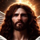 Handsome man with wavy brown hair and beard