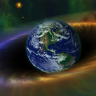 Earth Surrounded by a Vibrant Cosmic Phenomenon