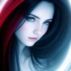 Close-up of a young woman with vibrant lights background