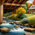 Charming Wooden House by a Flowing River Landscape
