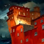 Woman with Porcelain Skin and Vibrant Turquoise Makeup