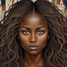 Portrait of a Woman with Elaborate Headdress and Garment