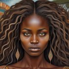 Portrait of a woman with floral crown and vibrant background