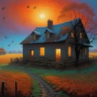 Black Wooden House Surrounded by Autumn Foliage