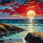 Seaside Sunset with Charming Buildings and Boats