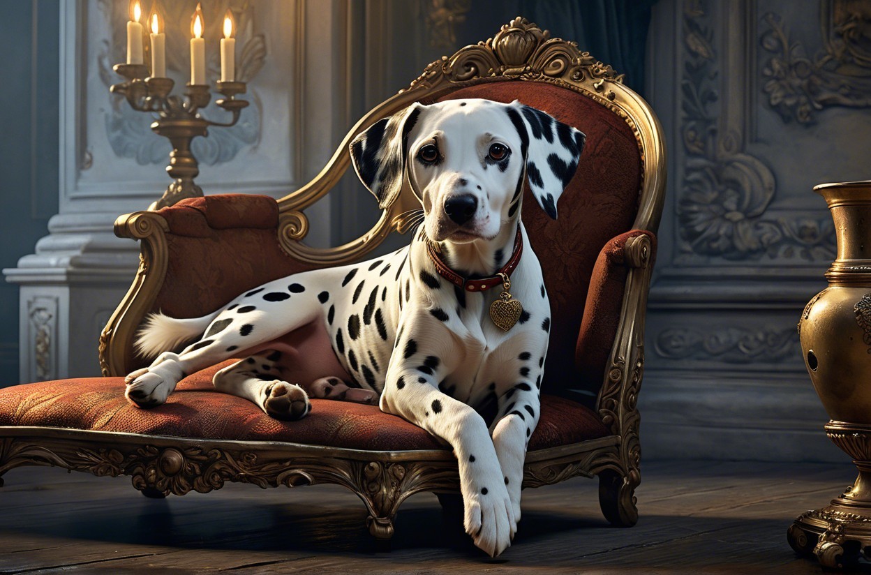 Dalmatian on Vintage Chaise Lounge in Elegant Setting