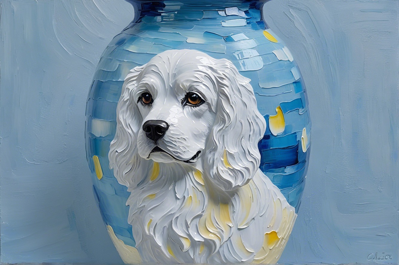 Sculpted Cat Bust in Impasto Oil Paint Textures