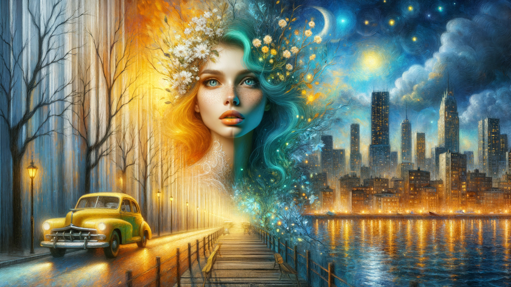 Surreal Artwork of Contrasting Landscapes and Figure