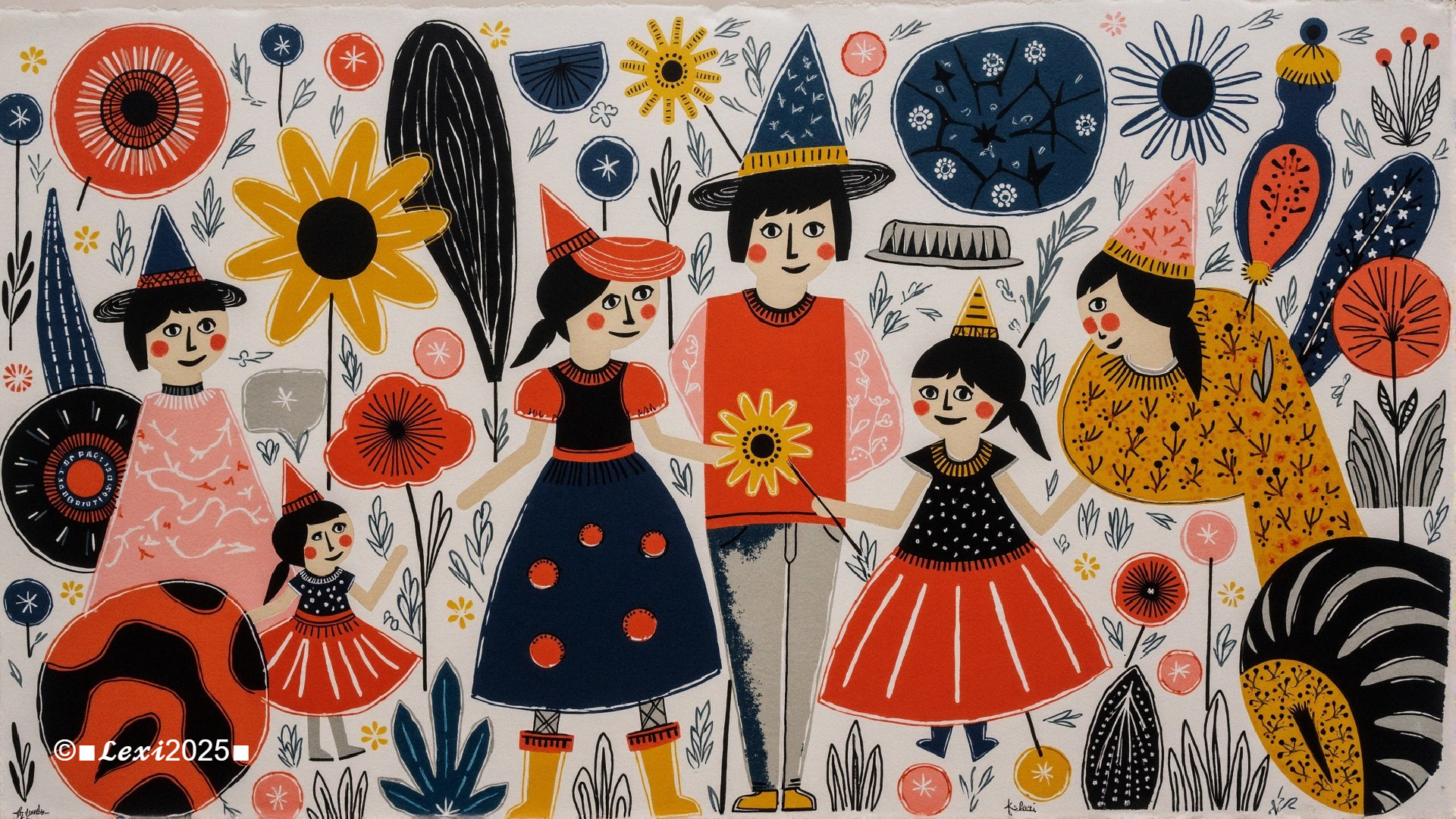 Whimsical Illustration of Colorful Garden Characters