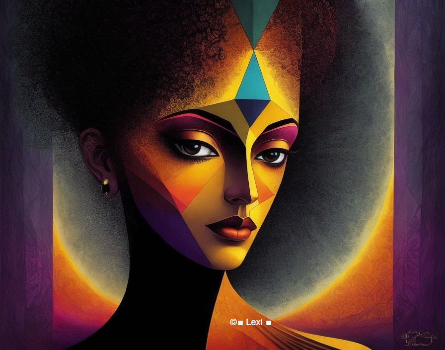 Abstract Geometric Portrait of a Woman in Vibrant Colors