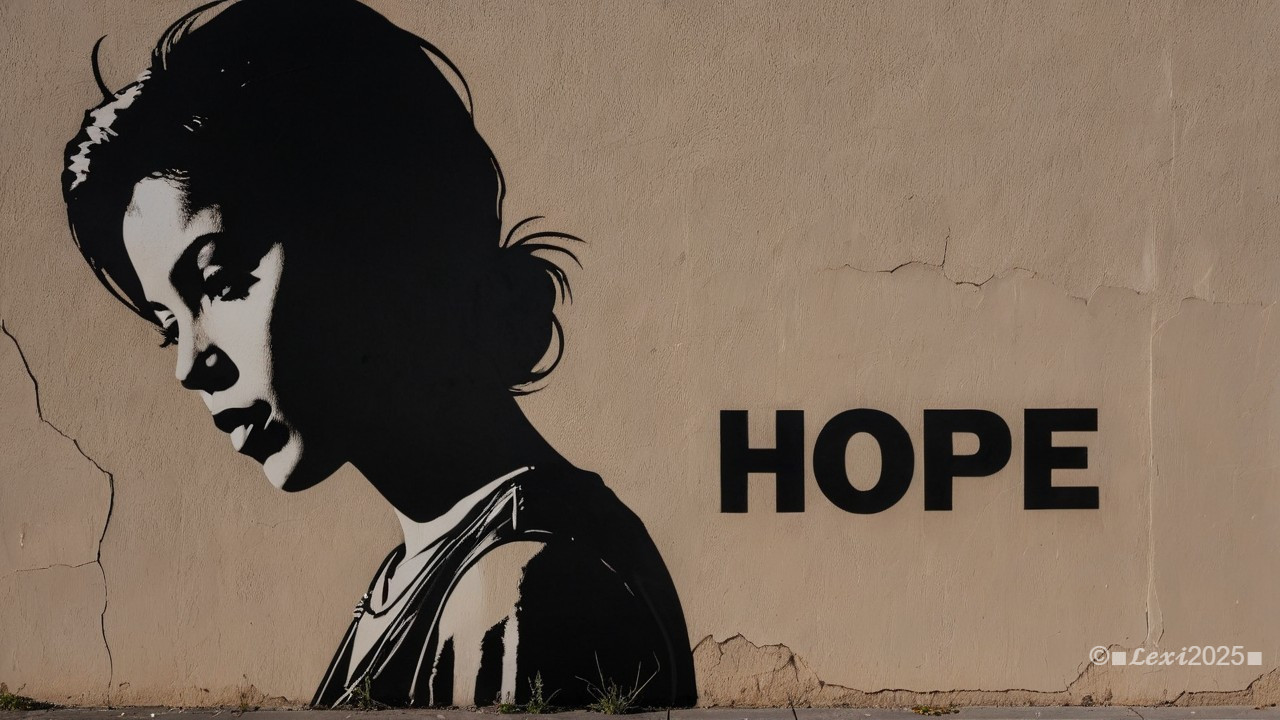 Mural of Woman's Profile with "HOPE" Message