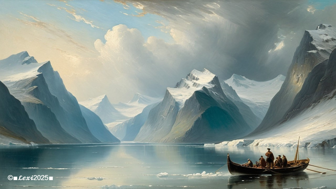 Snowy Mountains Reflected in a Calm Icy Lake