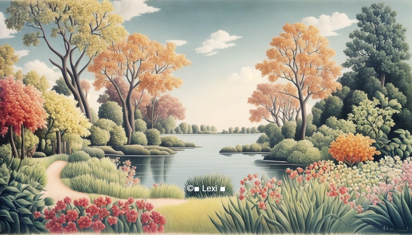 Tranquil Lake Surrounded by Autumn Landscape