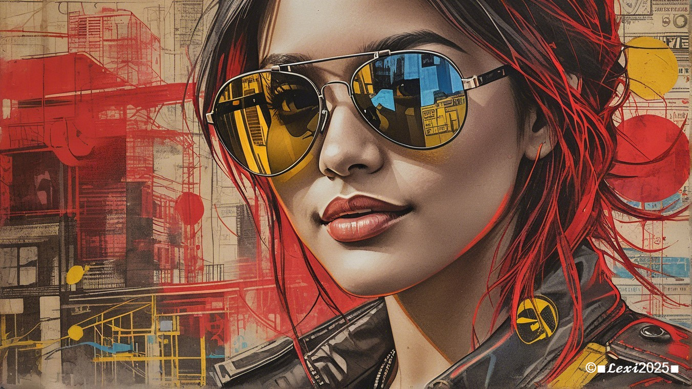 Stylish woman with red hair accents and sunglasses