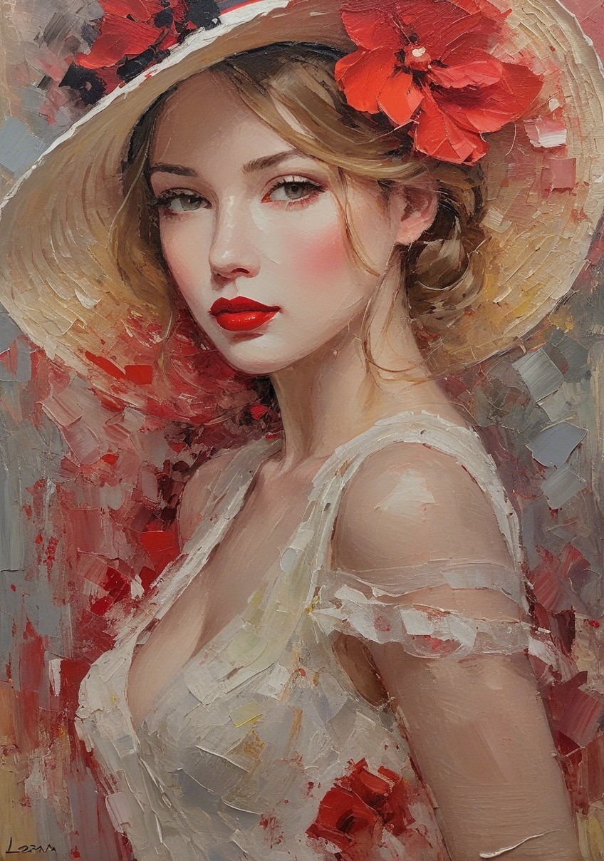 Portrait of a Young Woman with Floral Accents