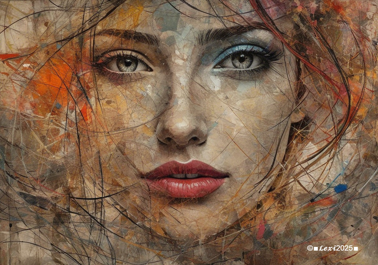 Portrait of a Young Woman with Abstract Patterns