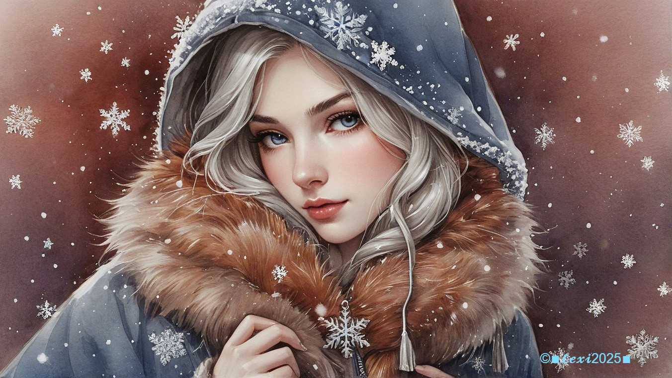 Young woman with blue eyes in winter setting