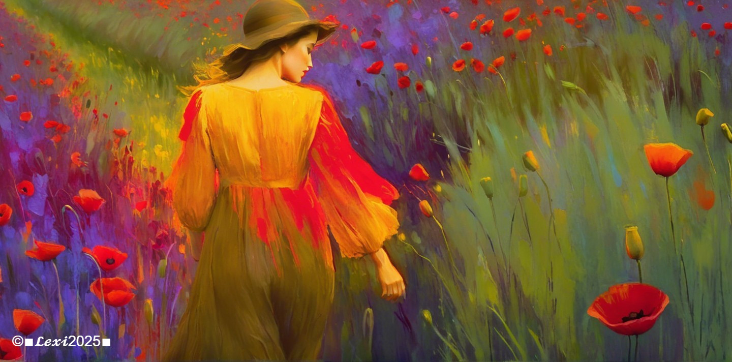 Woman in Vibrant Field of Colorful Wildflowers