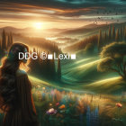 Vibrant Sunset Over Rolling Hills with Charming Houses