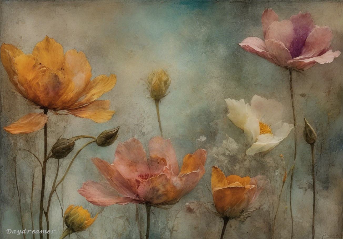 Muted Flower Painting in Soft Dreamlike Tones
