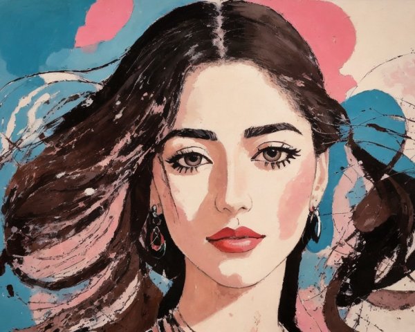Portrait of a Young Woman with Abstract Background