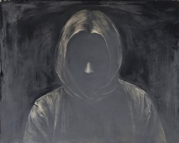Mysterious Figure in Hooded Cloak and Shadows