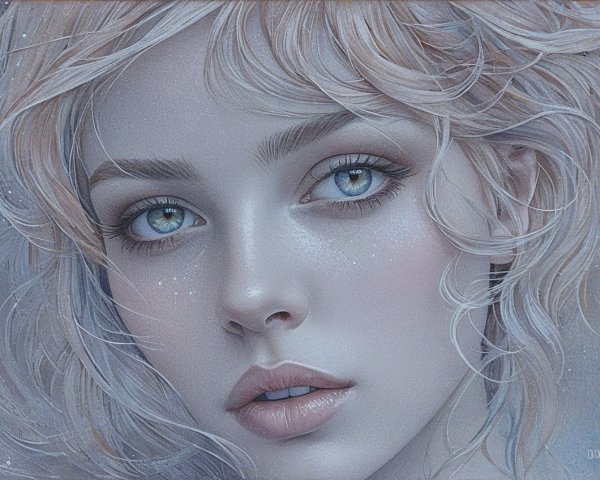 Close-up Portrait of a Young Woman with Blue Eyes