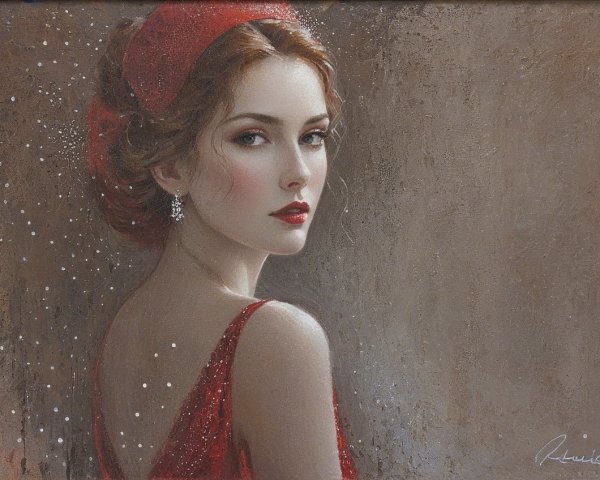 Portrait of a Young Woman in a Red Dress