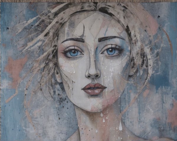 Portrait of a Woman with Blue Eyes and Soft Features