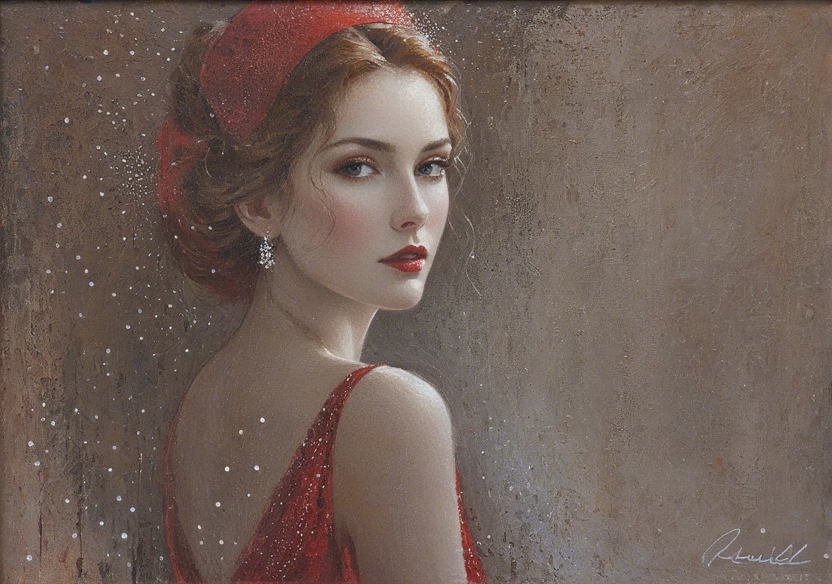 Portrait of a Young Woman in a Red Dress