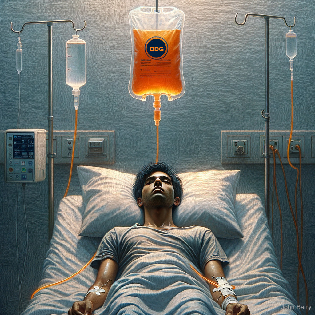 Young Man in Hospital Bed with Medical Equipment