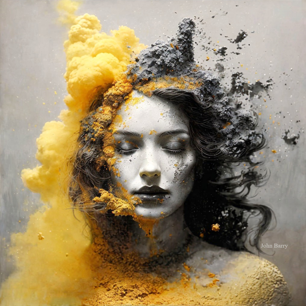 Portrait of a woman with vibrant color blend background