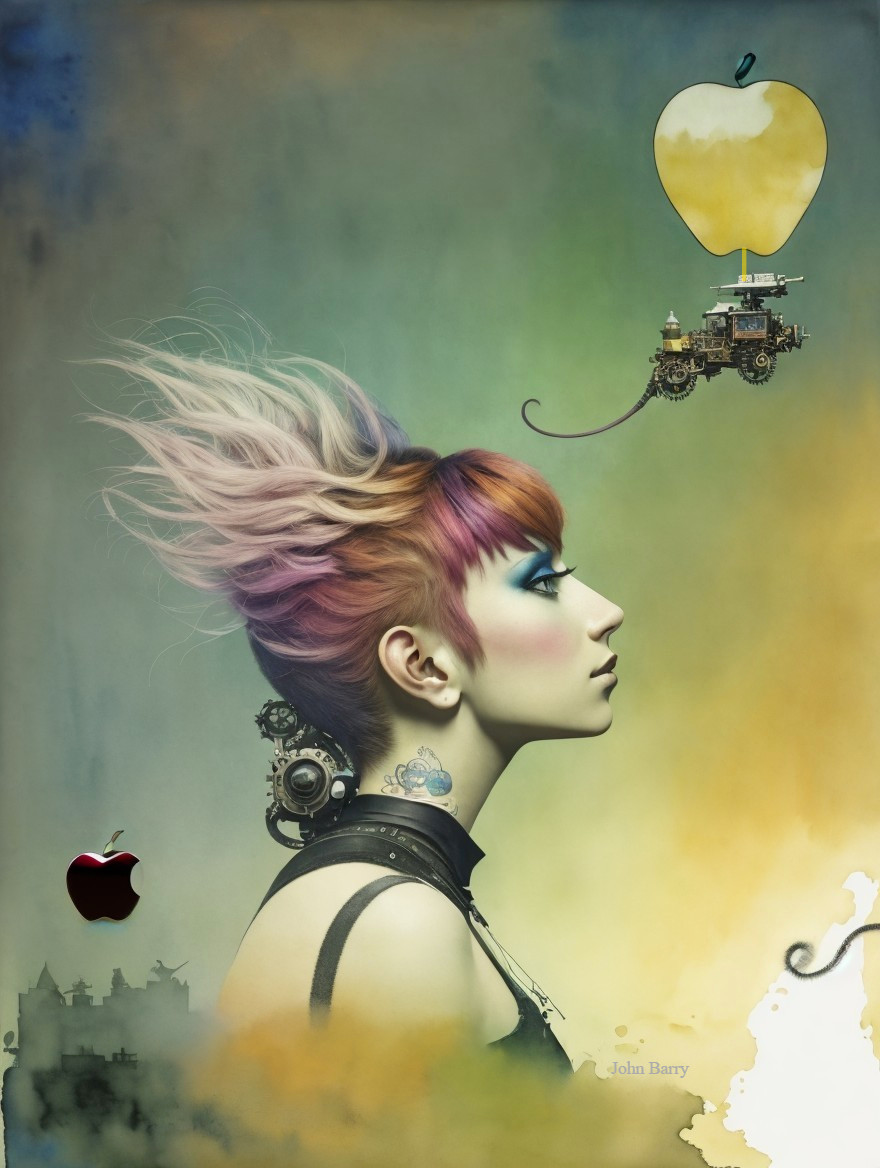 Portrait of a Young Woman in Steampunk Style