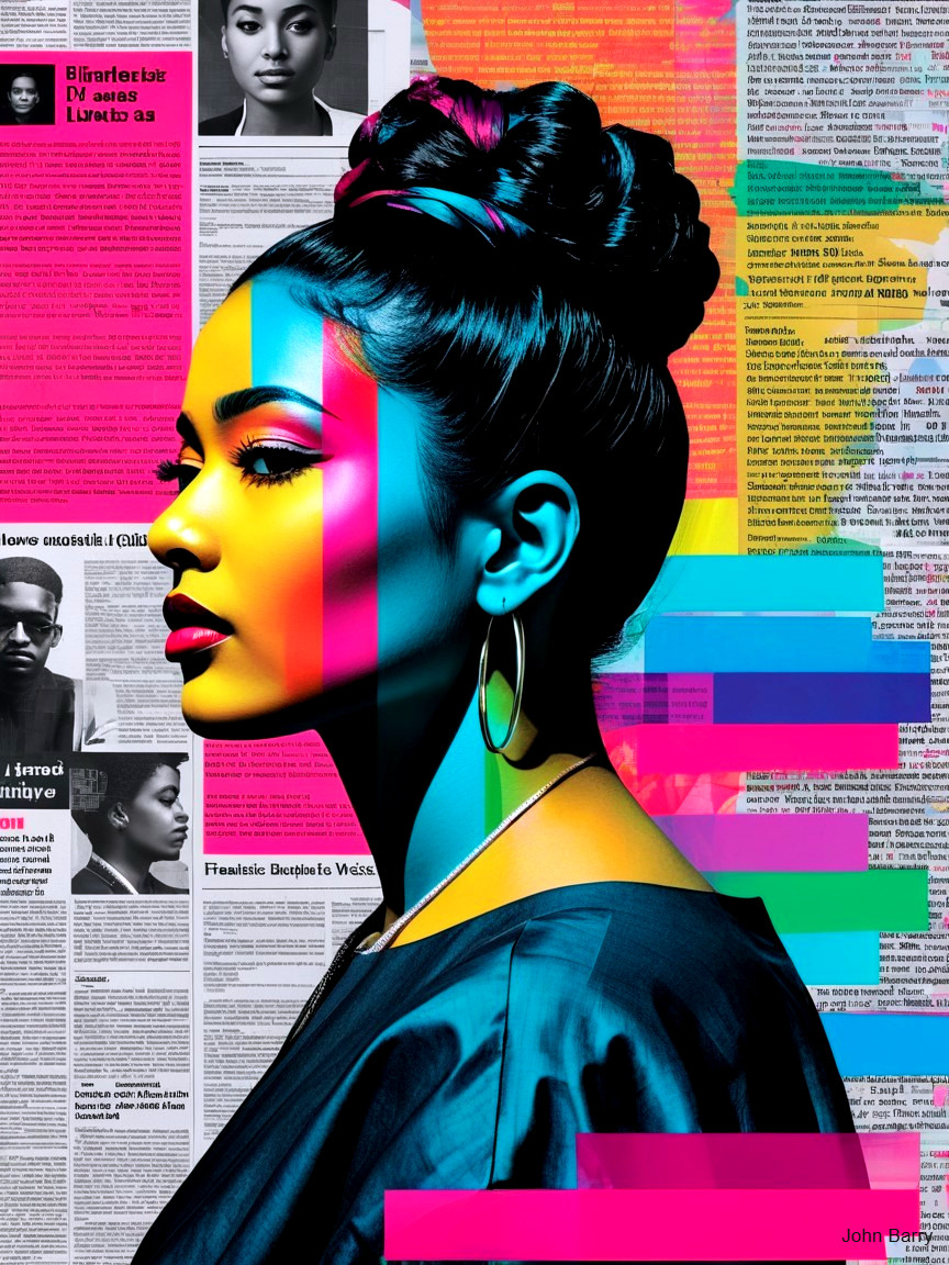 Portrait of a Woman with Bold Hairstyle and Colors