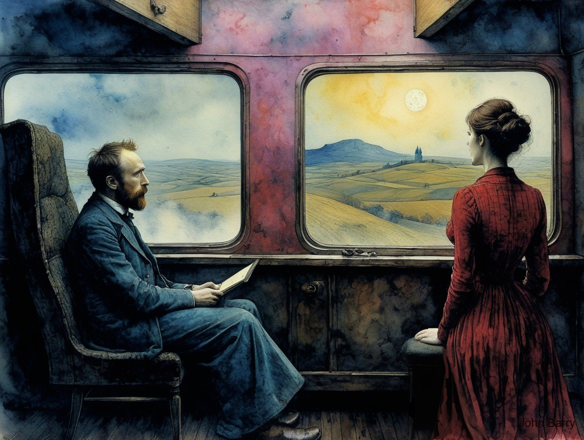 Vintage Train Compartment with Nostalgic Atmosphere