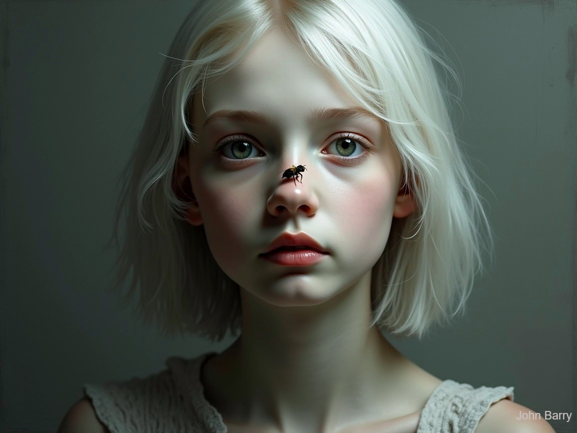 Portrait of a Young Girl with a Bee on Her Nose