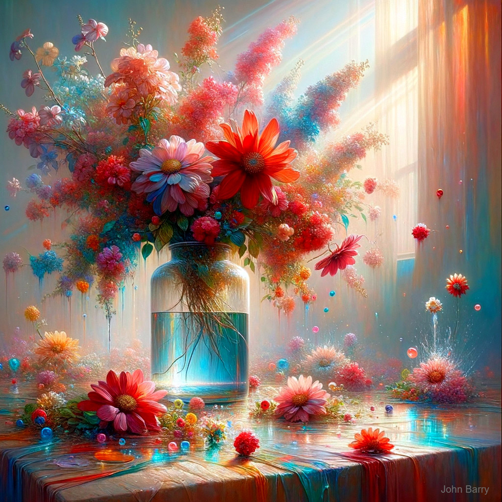 Vibrant Bouquet of Daisies and Red Blooms in Vase