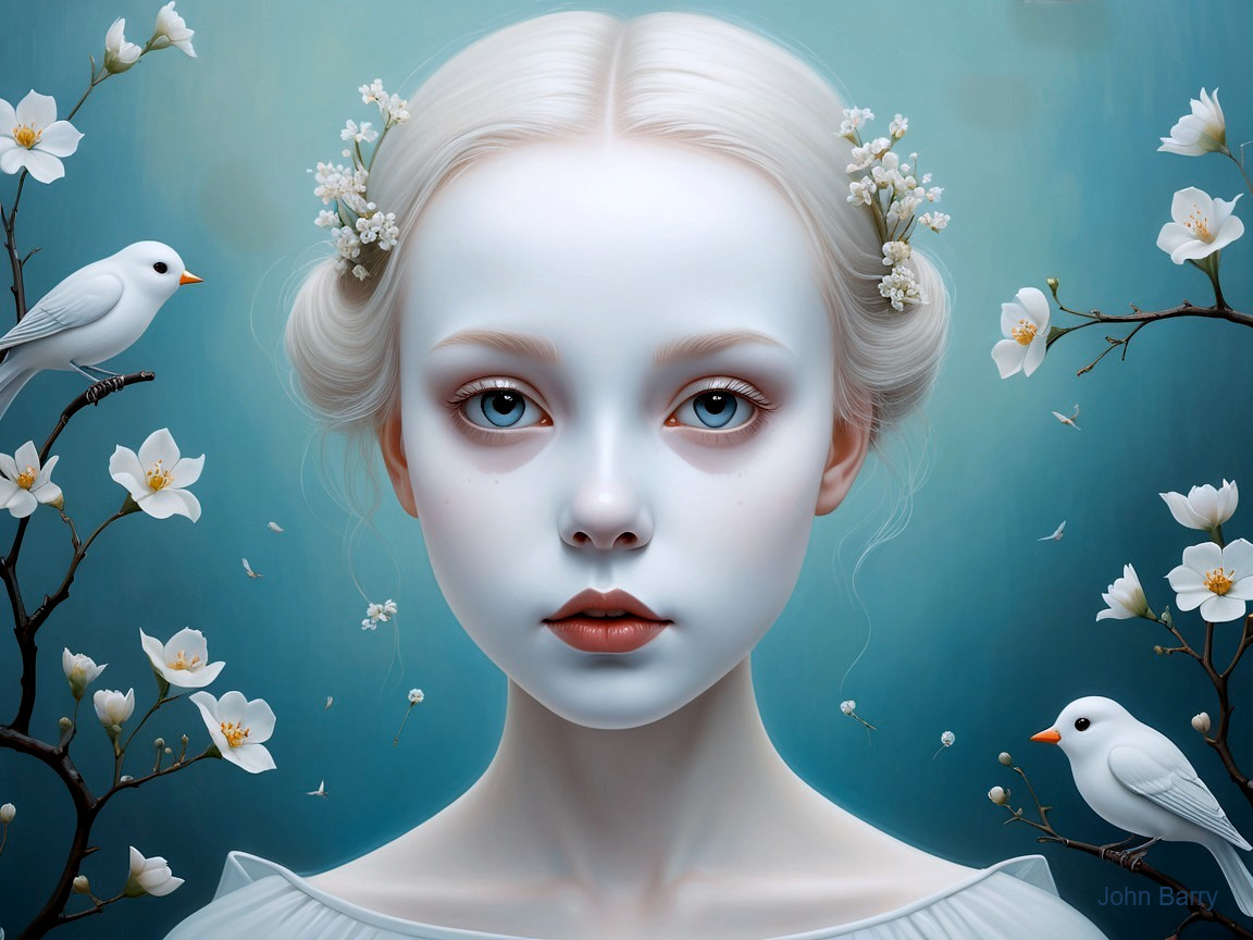 Serene Portrait of a Young Girl with Blue Eyes